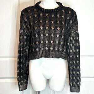 Zara Black and Silver Crew Neck Sweater